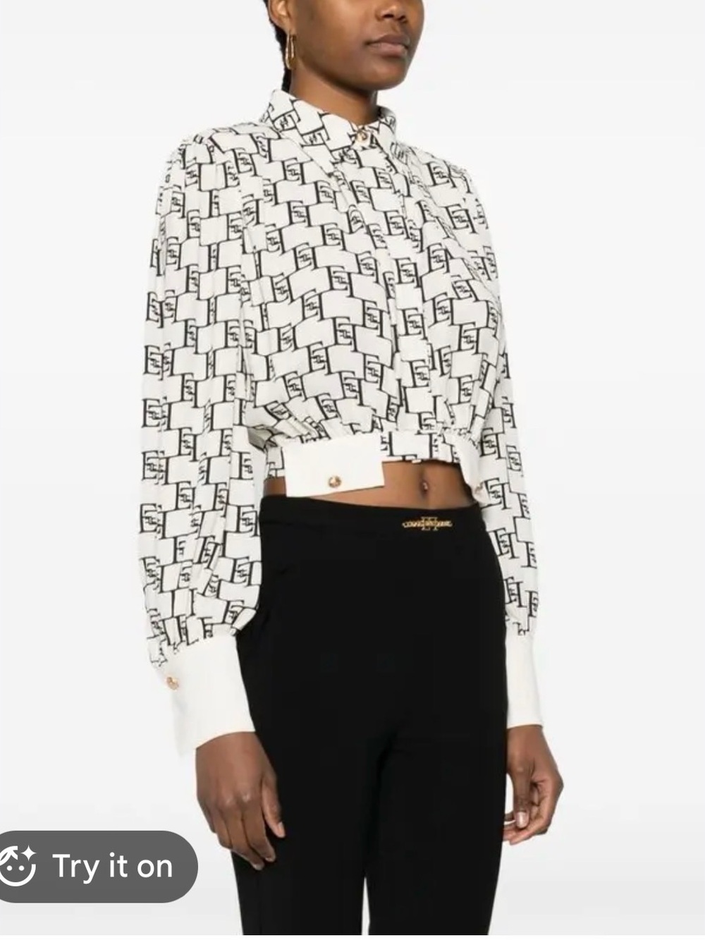 Logo-Print Georgette Blouse